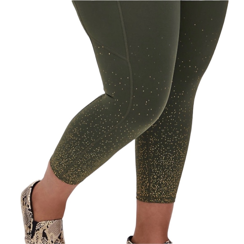 Torrid Women’s Plus Size Olive Green Gold Dot Crop Active Legging Size 1X - Picture 5 of 11